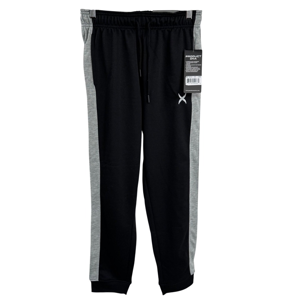 Game Time Boys‎ Kids Joggers Size 14/16 Black Grey Stripe Athletic Sporty Sweats